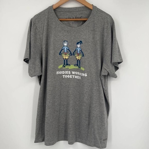 Foodies Working Together‎ Womens Life Is Good Vintage T-Shirt Gray Plus XXXL New